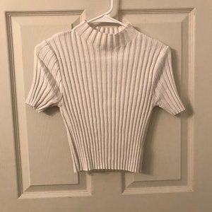 White Ribbed Sweater Cropped